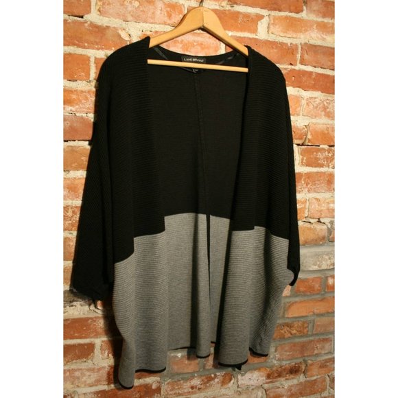 Lane Bryant Plus Size Knit Colorblock Dolman Cardigan Sweater in Black & Gray - Picture 2 of 7